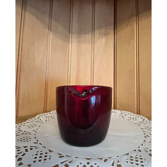 Vintage Anchor Hocking Ruby Red Glass Creamer Small Jug Pitcher - Picture 3 of 7